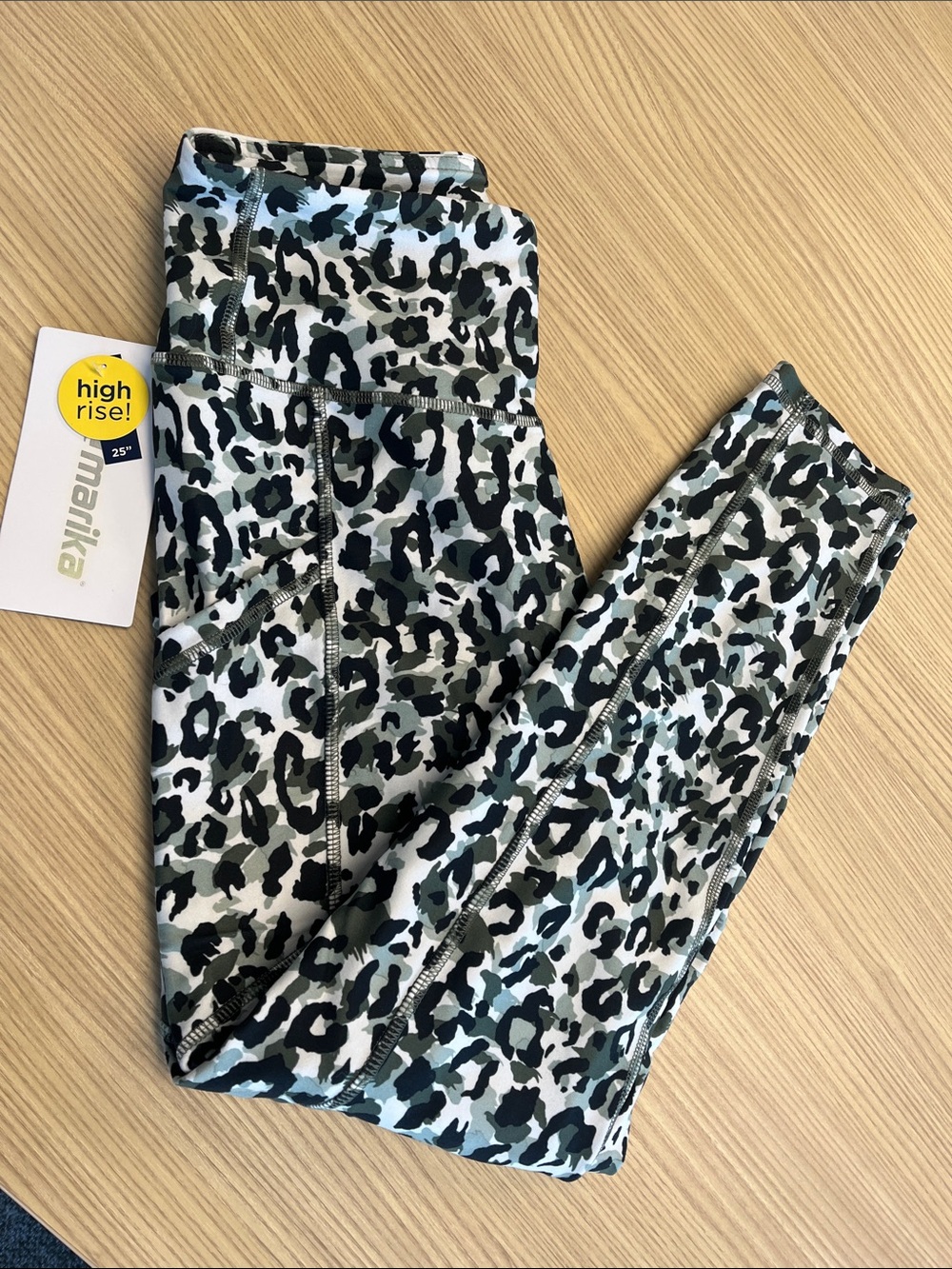 Marika High-waisted Leopard Print Leggings - Green/Black/White - M